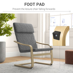 Fauteuil d’appoint rembourré avec accoudoirs et structure en bois – Gris foncé