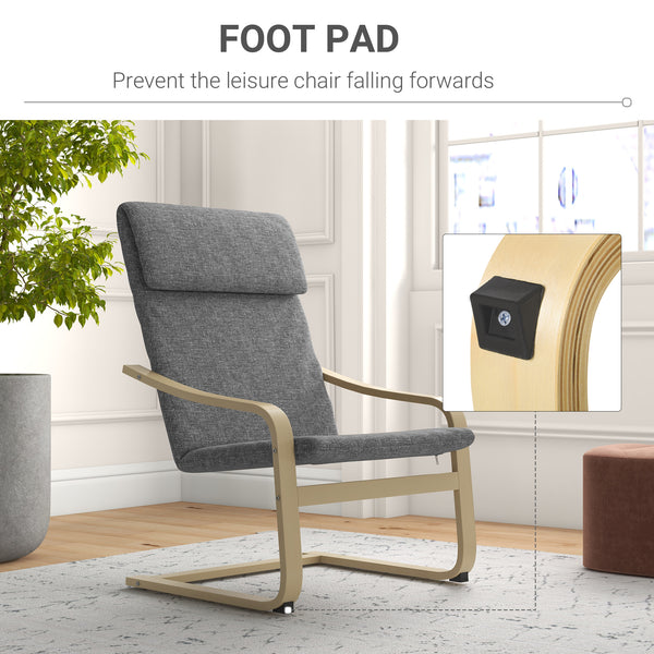 Fauteuil d’appoint rembourré avec accoudoirs et structure en bois – Gris foncé