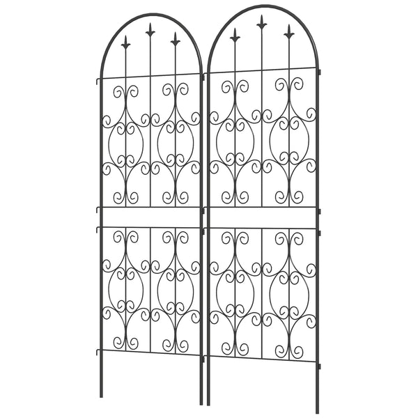 Ensemble de 2 treillis de jardin en métal, noir