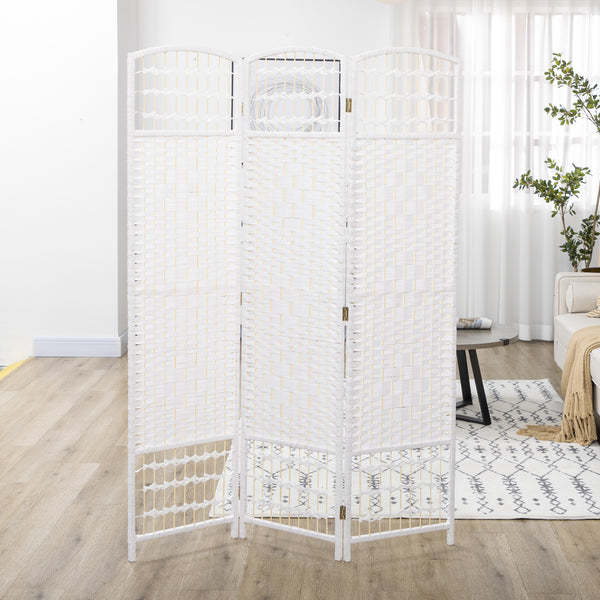 Cloison de séparation pliable à 3 panneaux en fibre ondulée, blanc