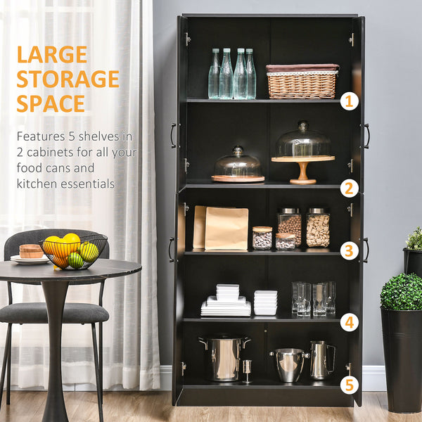 Meuble de rangement avec 4 portes battantes et étagères réglables, noir
