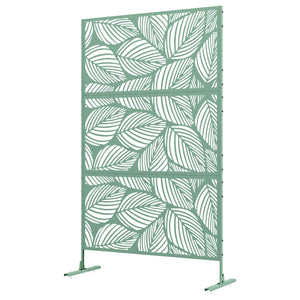 Paravent décoratif d'extérieur en métal avec support, motif feuille, vert clair