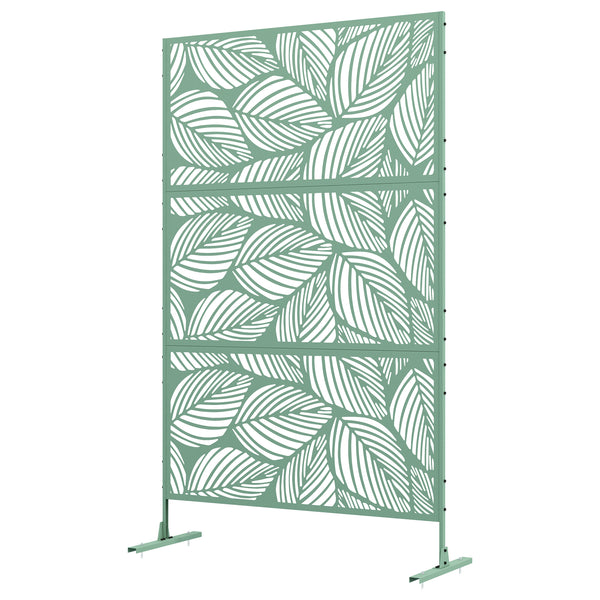 Paravent décoratif d'extérieur en métal avec support, motif feuille, vert clair