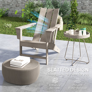 Chaise Adirondack en plastique avec dossier haut et larges accoudoirs, gris foncé