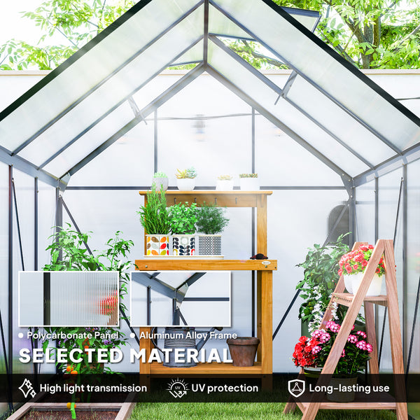 Polycarbonate greenhouse with adjustable roof ventilation