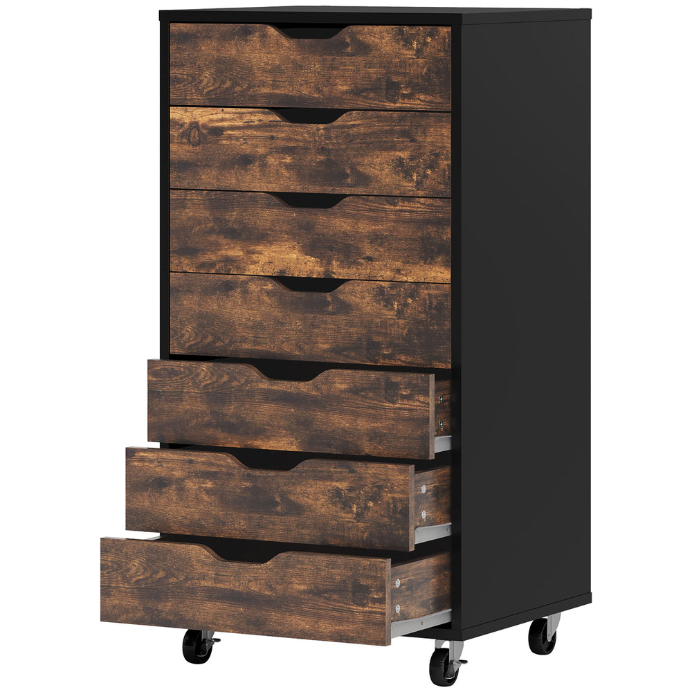 Classeur vertical à 7 tiroirs pour bureau à domicile, 47 x 39 x 90 cm, brun rustique