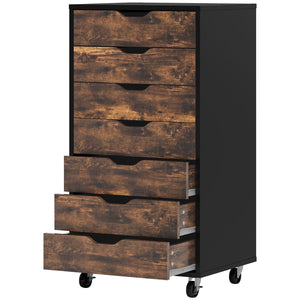 Classeur vertical à 7 tiroirs pour bureau à domicile, 47 x 39 x 90 cm, brun rustique