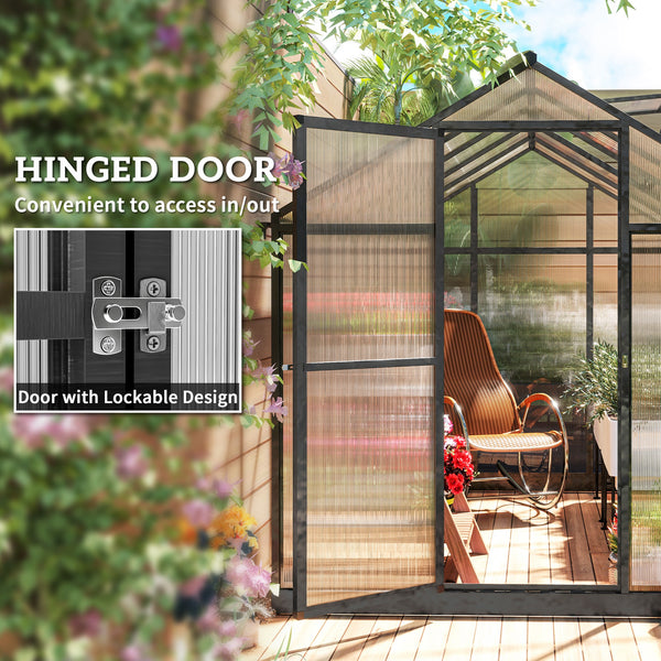 Polycarbonate garden greenhouse, anthracite grey