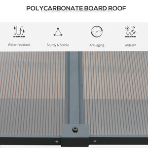 Pergola à toit rigide 10' x 13' avec toit en polycarbonate et rideaux, gris