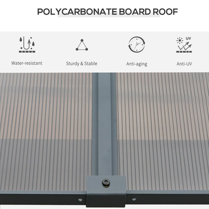 Pergola à toit rigide 10' x 13' avec toit en polycarbonate et rideaux, gris