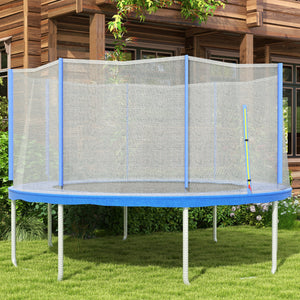 Soozier Trampoline Net Enclosure for 14ft Round Trampoline with 8 Straight Poles Poles Not Included, Weather Resistant Trampoline Netting Replacement with Zippered Entrance, Blue