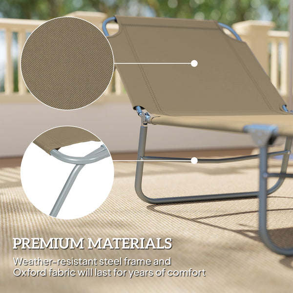 Folding Outdoor Lounge Chair Reclining Tanning Chair with Breathable Mesh Fabric for Patio Garden Pool, Brown