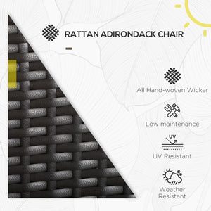 Chaise Adirondack en rotin avec coussins pour patio, kaki