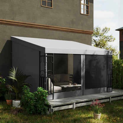 Pergola murale 10' x 13' avec 2 rideaux et 2 filets, résistante aux UV, pour terrasse, gris clair