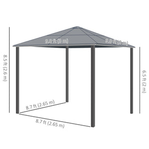 Toit de jardin rigide 10 x 10 avec structure métallique robuste avec rideaux et toit imperméable, couleur beige café