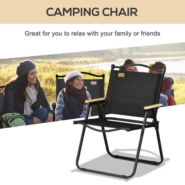 Camping Chair, Lightweight Folding Chair, Portable Armchair, Excellent for Festivals, Fishing, Black