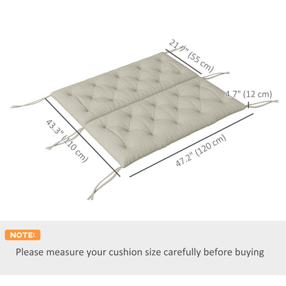 Coussin de banc de jardin 2 places, épais, antidérapant, doux, avec dossier, gris clair