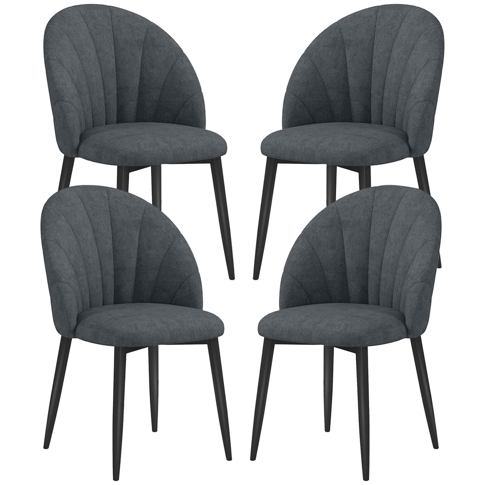 Lot de 4 chaises de salle à manger modernes rembourrées avec pieds en métal, noir