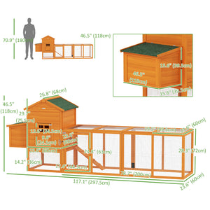 117" Extra Large Chicken Coop with Asphalt Roof