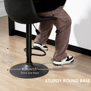 Set of 2 vintage grey retro leather bar stools