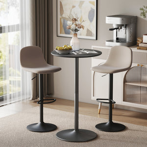 Round table with steel frame, black