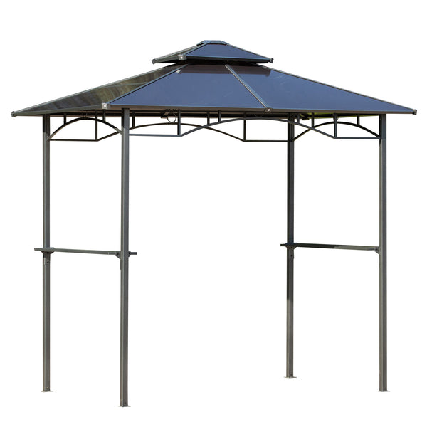 Outsunny 8' x 5' Barbecue Grill Gazebo Tent Outdoor BBQ Canopy with Side Shelves Double Layer PC Roof Aluminum |