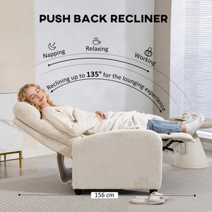 Fabric Recliner Chair Manual Home Theater Seating Single Reclining Sofa Chair with Padded Seat for Living Room, Beige