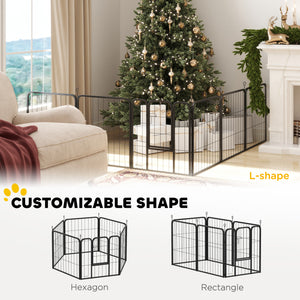 Heavy-Duty 6-Panel Dog Playpen with Gate and Strap