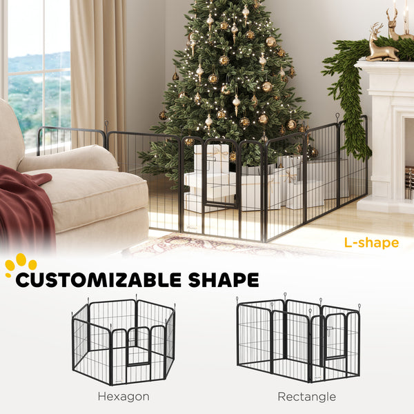 Heavy-Duty 6-Panel Dog Playpen with Gate and Strap