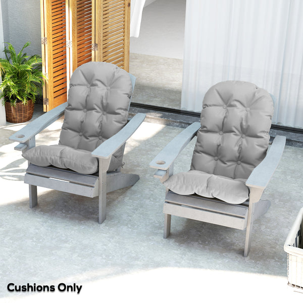 Lot de 2 coussins de chaise Adirondack avec attaches, gris clair