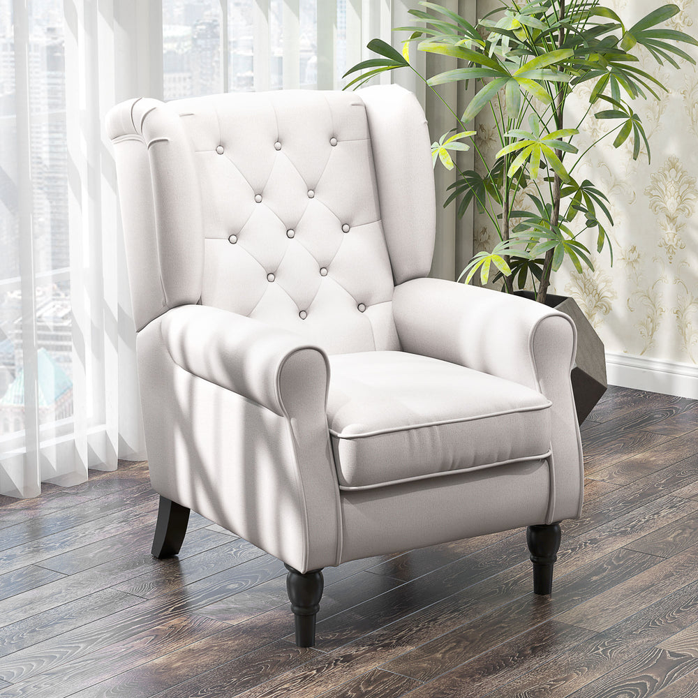 Fauteuil d'appoint capitonné à boutons, blanc
