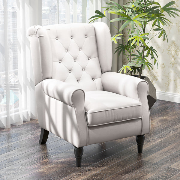 Fauteuil d'appoint capitonné à boutons, blanc