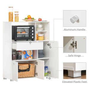 Armoire de cuisine avec support pour four à micro-ondes, blanc