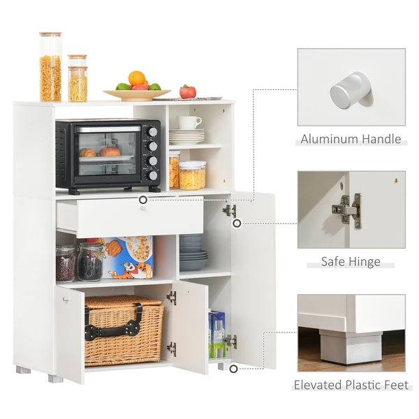 Armoire de cuisine avec support pour four à micro-ondes, blanc