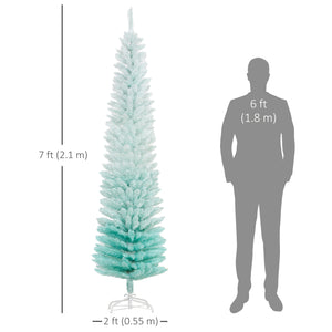 Sapin de Noël artificiel bleu pâle mince de 7 pied