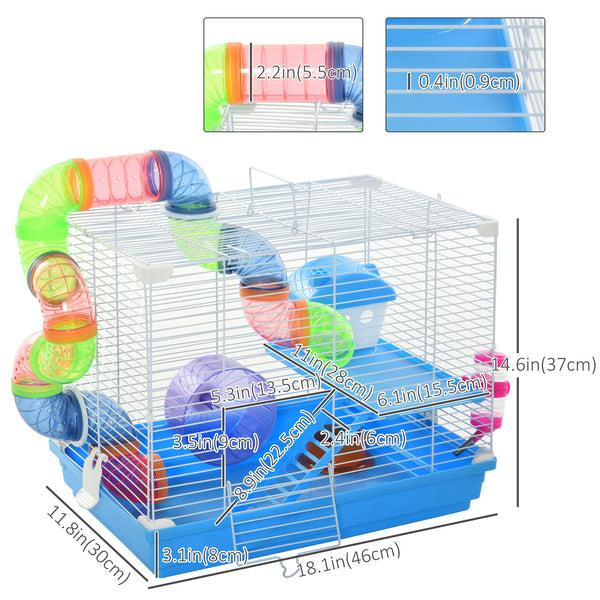 Cage à 2 niveaux avec système de tunnels