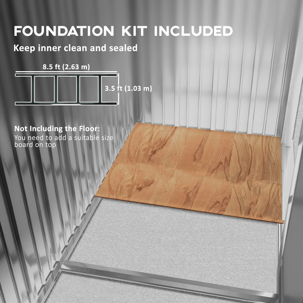 Abri de jardin avec kit de fondation et double porte, gris foncé