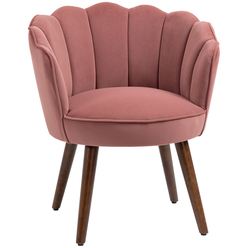 Fauteuil avec tissu velours et pieds en bois, rose