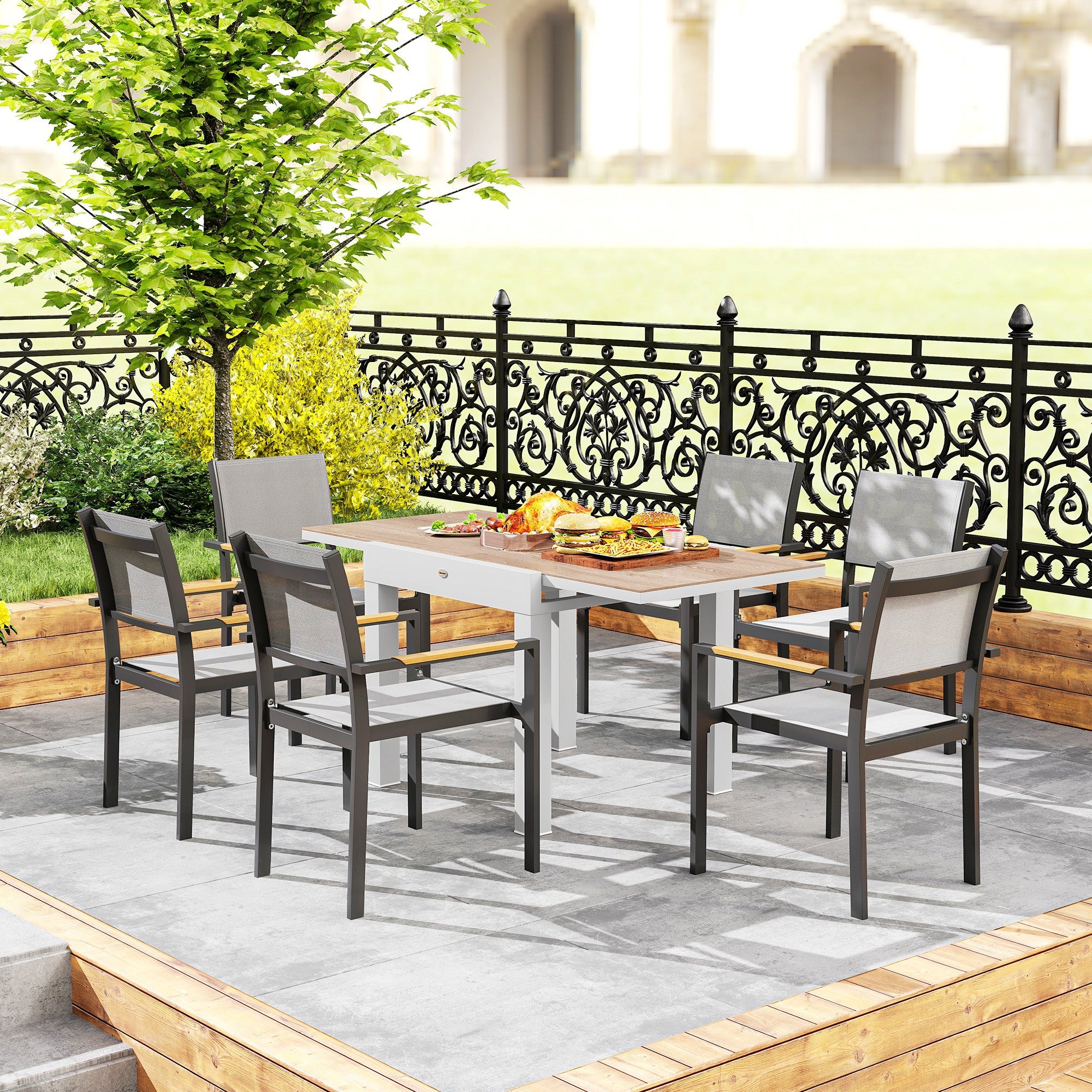 Table de salle à manger extensible pour patio avec structure en alumin