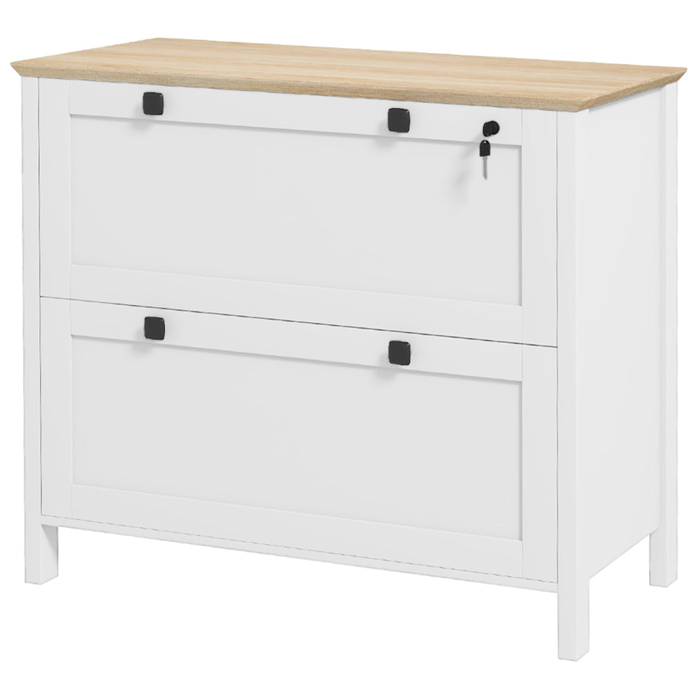 HOMCOM 2 Drawer File Cabinet, Lockable Filing Cabinet with Adjustable Hanging Bar for Letter, A4 and Legal Size, White |