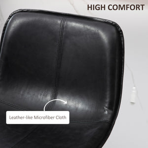 Set of 2 padded bar stools with steel legs, black