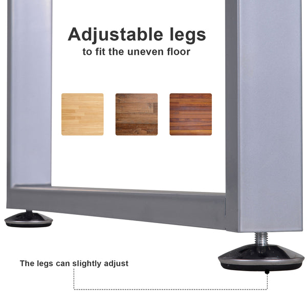 Bureau d'ordinateur en L avec tiroirs de classement réversibles multi-usages, cadre en métal, grain de bois gris