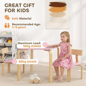 Ensemble table et 2 chaises, rose