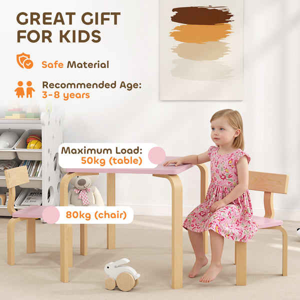 Ensemble table et 2 chaises, rose