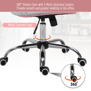 Office chair with adjustable height and padded backrest, pink