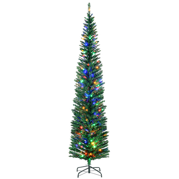 Sapin de Noël artificiel mince de 7,5 pieds avec lumières LED colorées