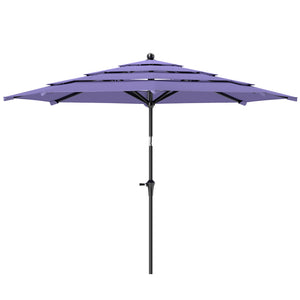 Parasol de 10,7 pieds avec manivelle, inclinaison par bouton-poussoir et aérations, violet