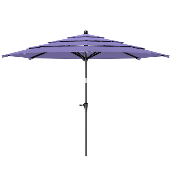Parasol de 10,7 pieds avec manivelle, inclinaison par bouton-poussoir et aérations, violet