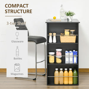 Bar table with 3 storage shelves, black