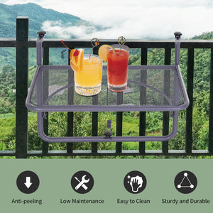 Table de balcon réglable en métal, pour balcon d'extérieur, gris